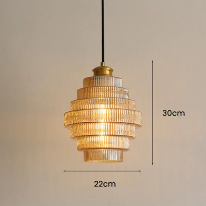 Kaelyn Bottle Shade Stained Striped Glass Pendant Light