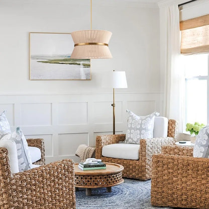 Emily Modern 4 Light Rope Shade Drum Chandelier