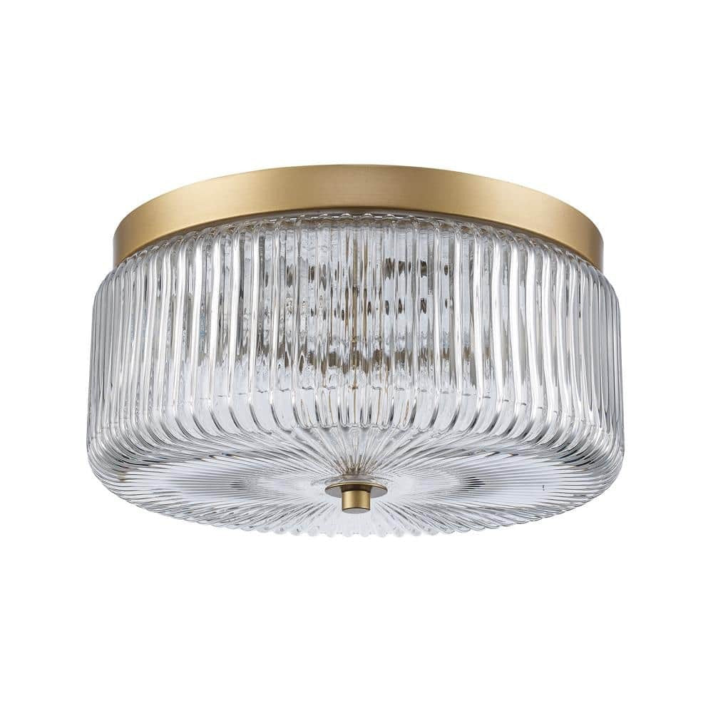 Pax Farmhouse Ribbed Glass Round Flush Mount Ceiling Light