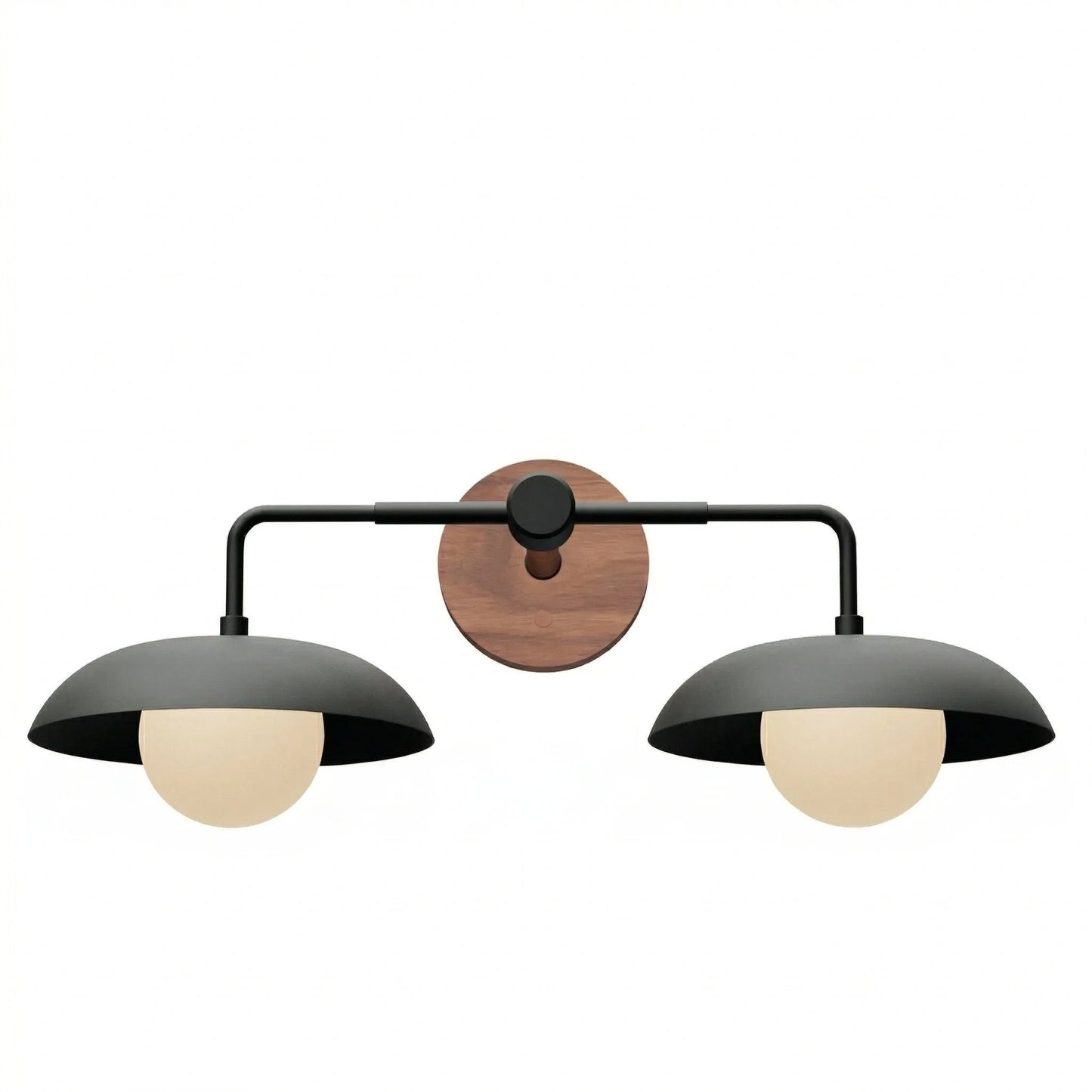 Katya Mid-century Wood Metal Double Dome Wall Sconce