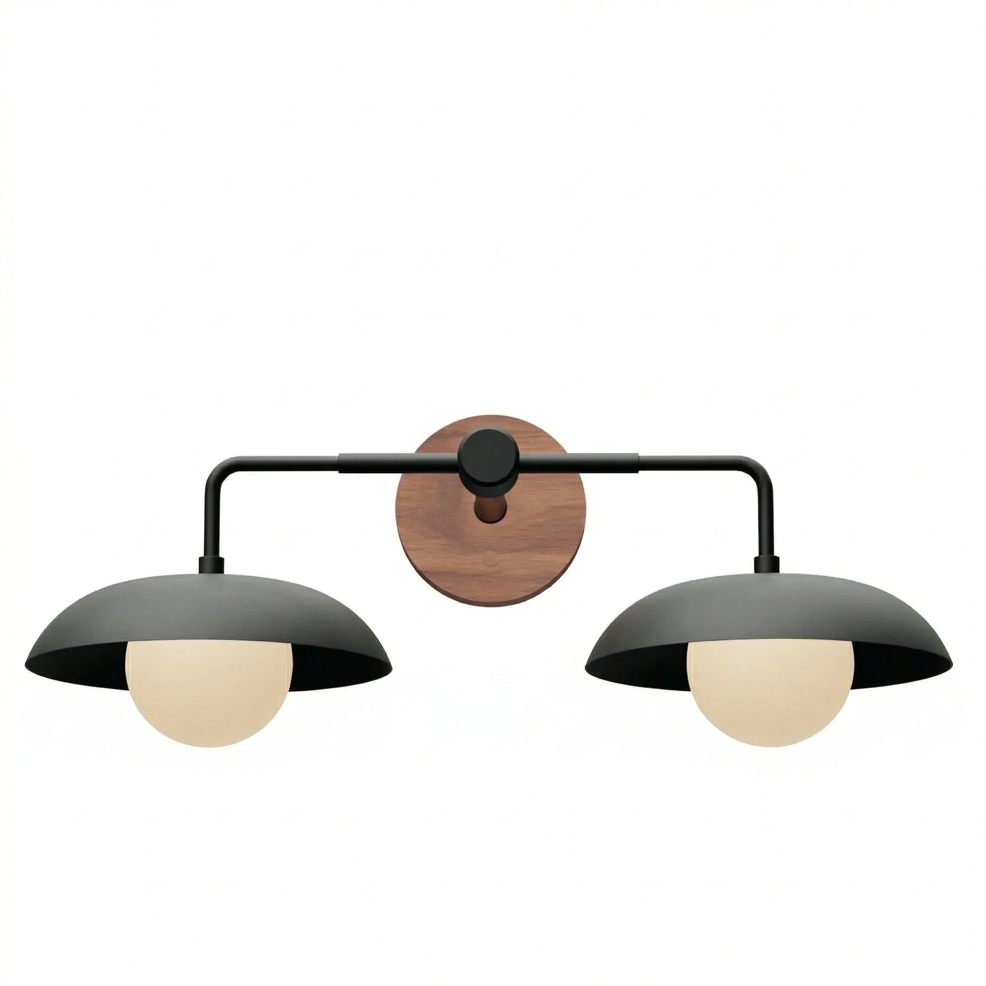 Katya Mid-century Wood Metal Double Dome Wall Sconce