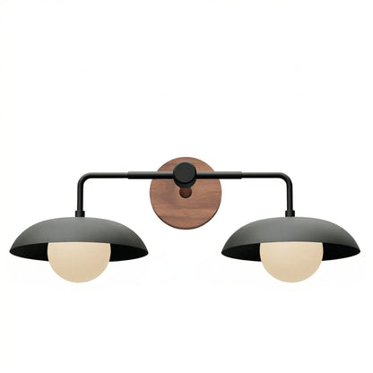 Katya Mid-century Wood Metal Double Dome Wall Sconce