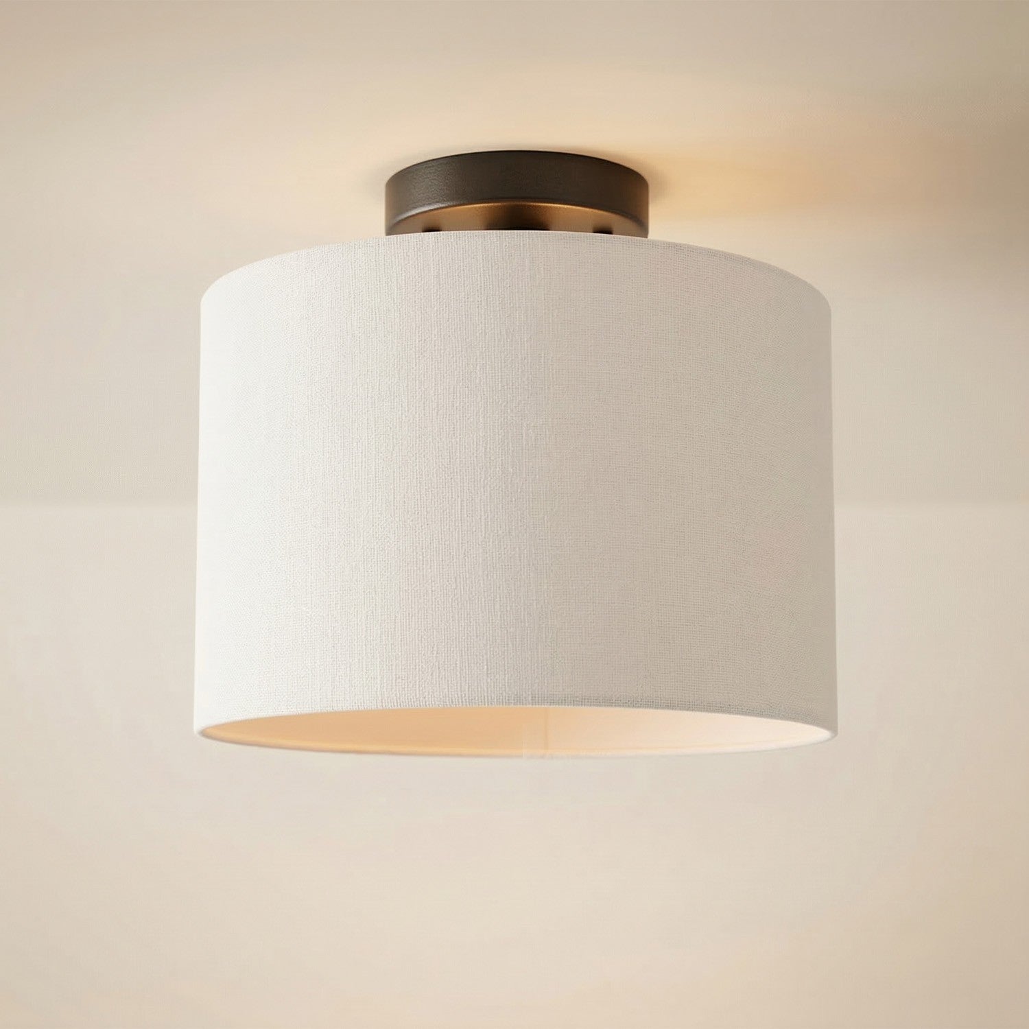 Kaethe Fabric Drum Shade Semi Flush Mount Light