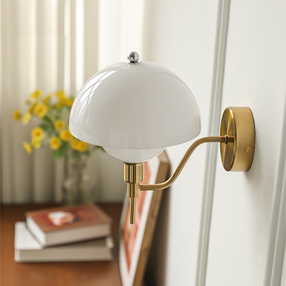 Xavra French Bauhaus Mushroom Glass Aisle Wall Lamp