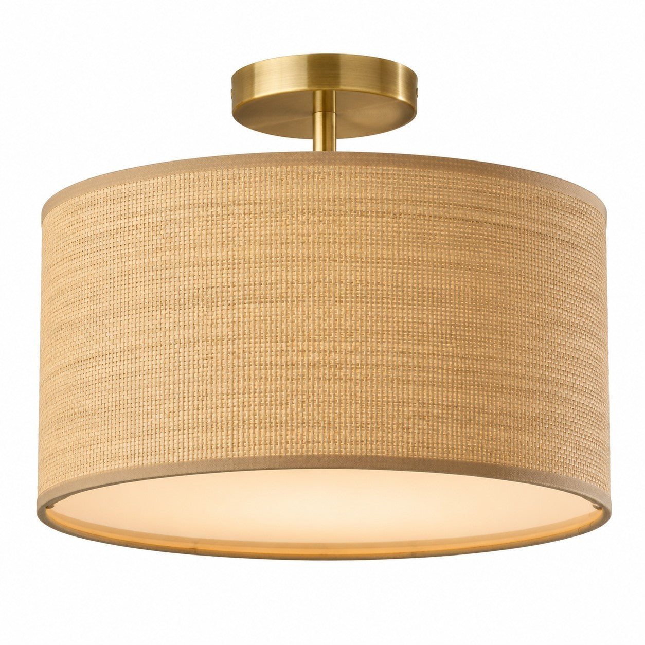 James Rustic Drum Woven Flush Mount Ceiling Light