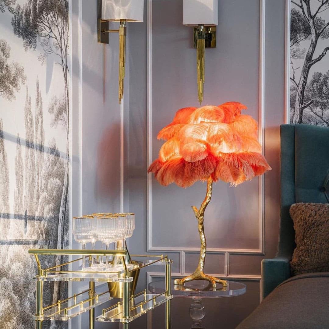 Marco Ostrich Feather Table Lamp