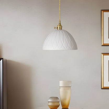 Carlo KiKi Fluted Ceramic Brass Pendant Light