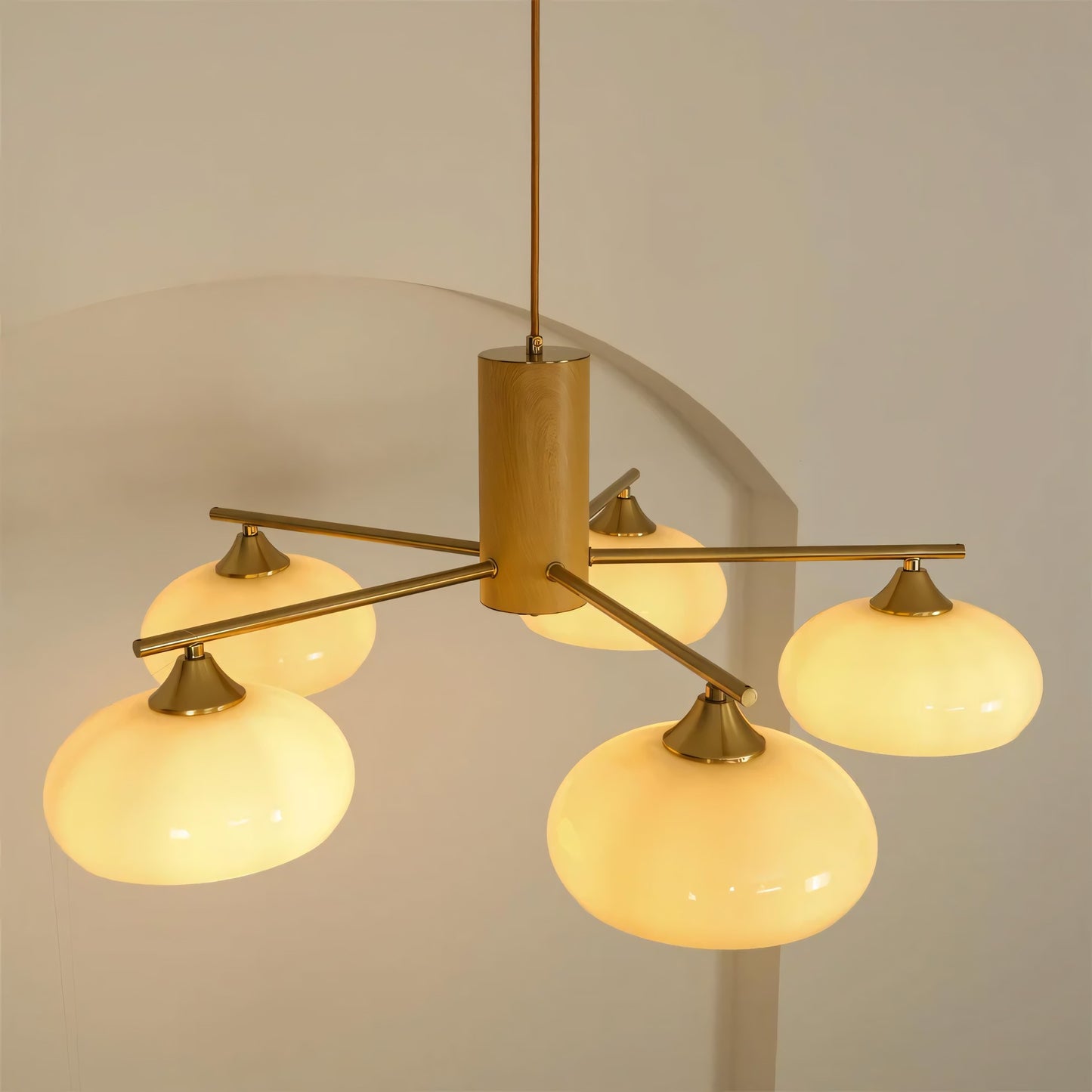 Xanthea Elliptical Persimmon Milk Glass Chandelier