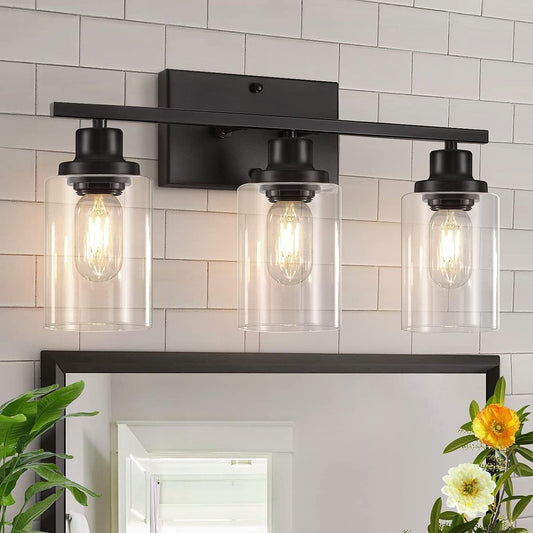Lynor Classic Farmhouse Clear Glass Triple Sconce