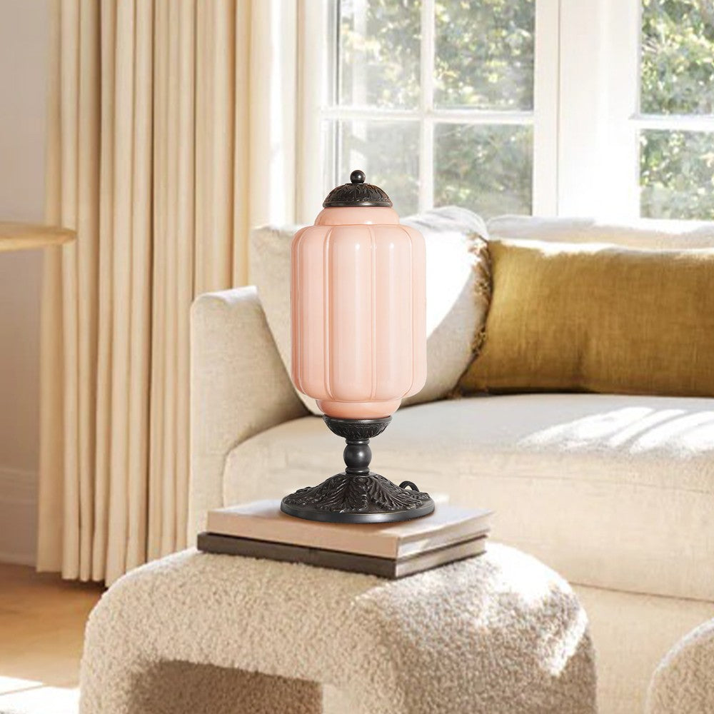 Nexos French Retro Cream Glass Textured Eloise Table Lamp