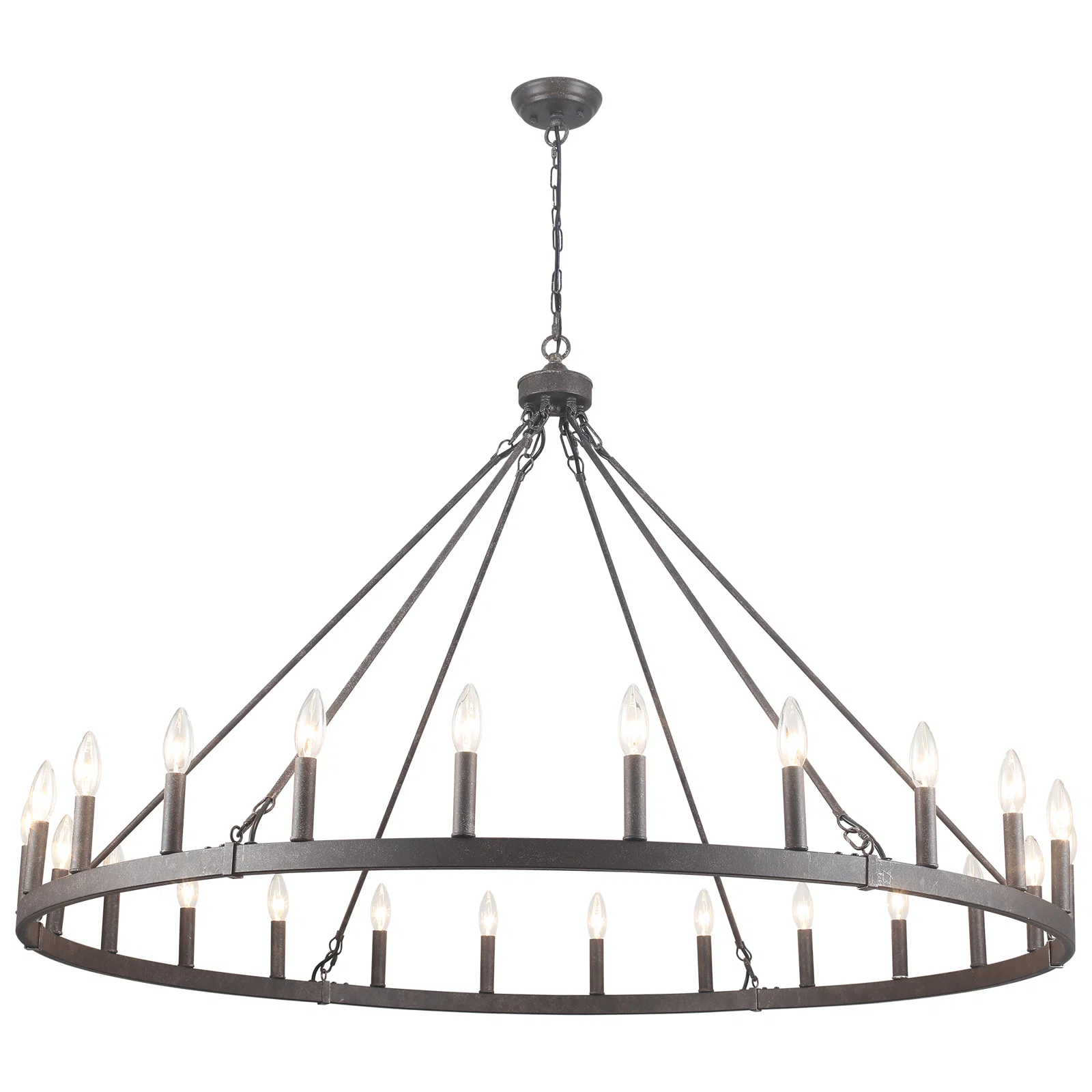 Raeth Farmhouse 24 Lights Wagon Wheel Candle Style Chandelier