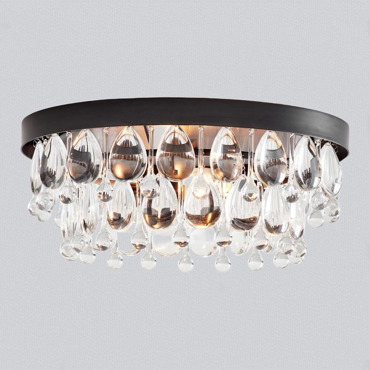 Thalassa Glass Teardrops Crystal Flush Mount Light