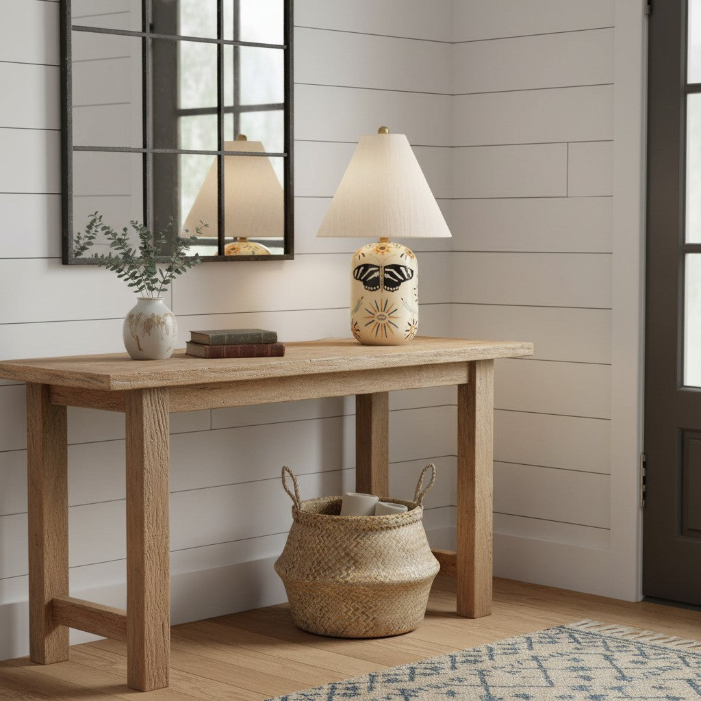 Thalira Vintage Ceramic Linen Table Lamp