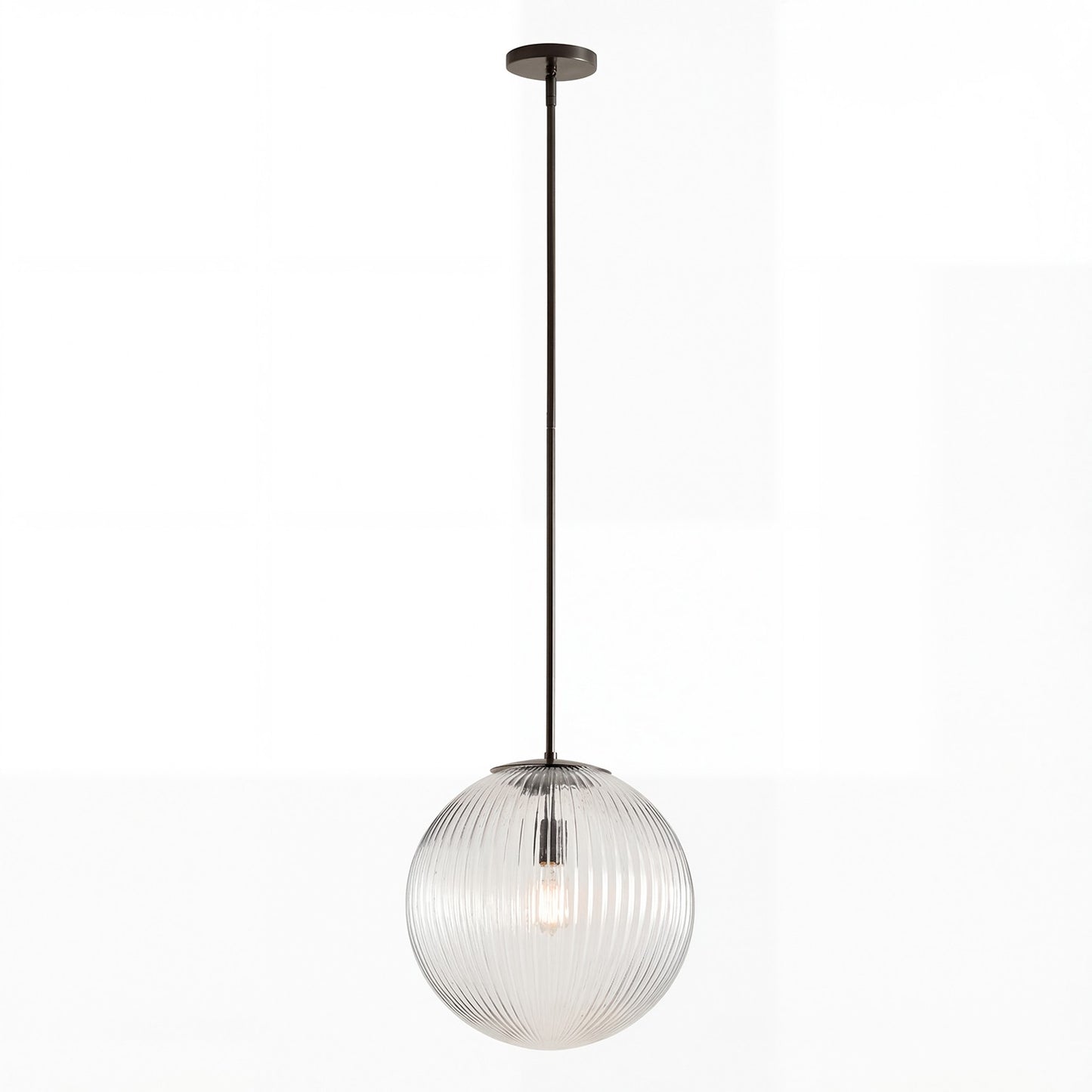 Alain Farmhouse Cooper Ribbed Glass Pendant Light