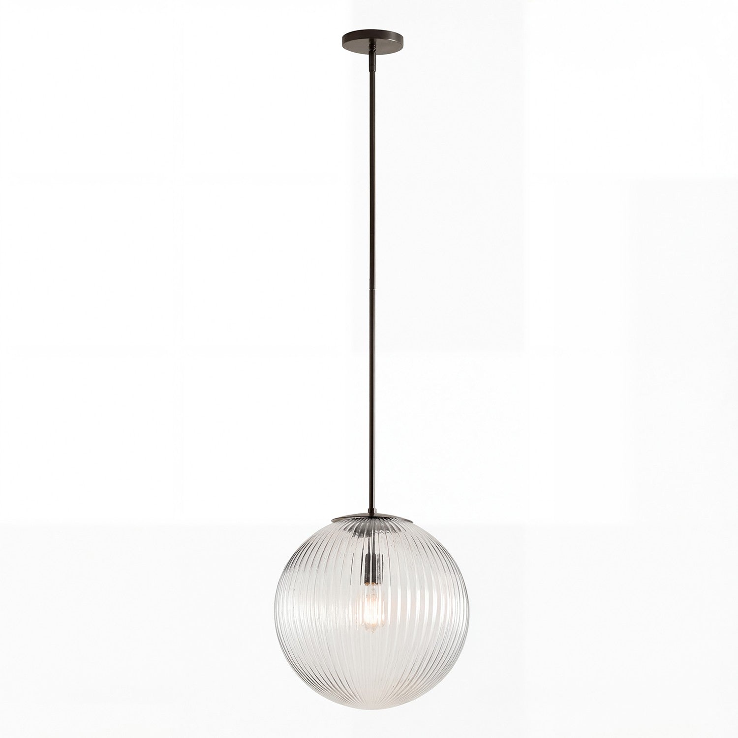 Alain Farmhouse Cooper Ribbed Glass Pendant Light