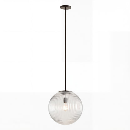 Alain Farmhouse Cooper Ribbed Glass Pendant Light