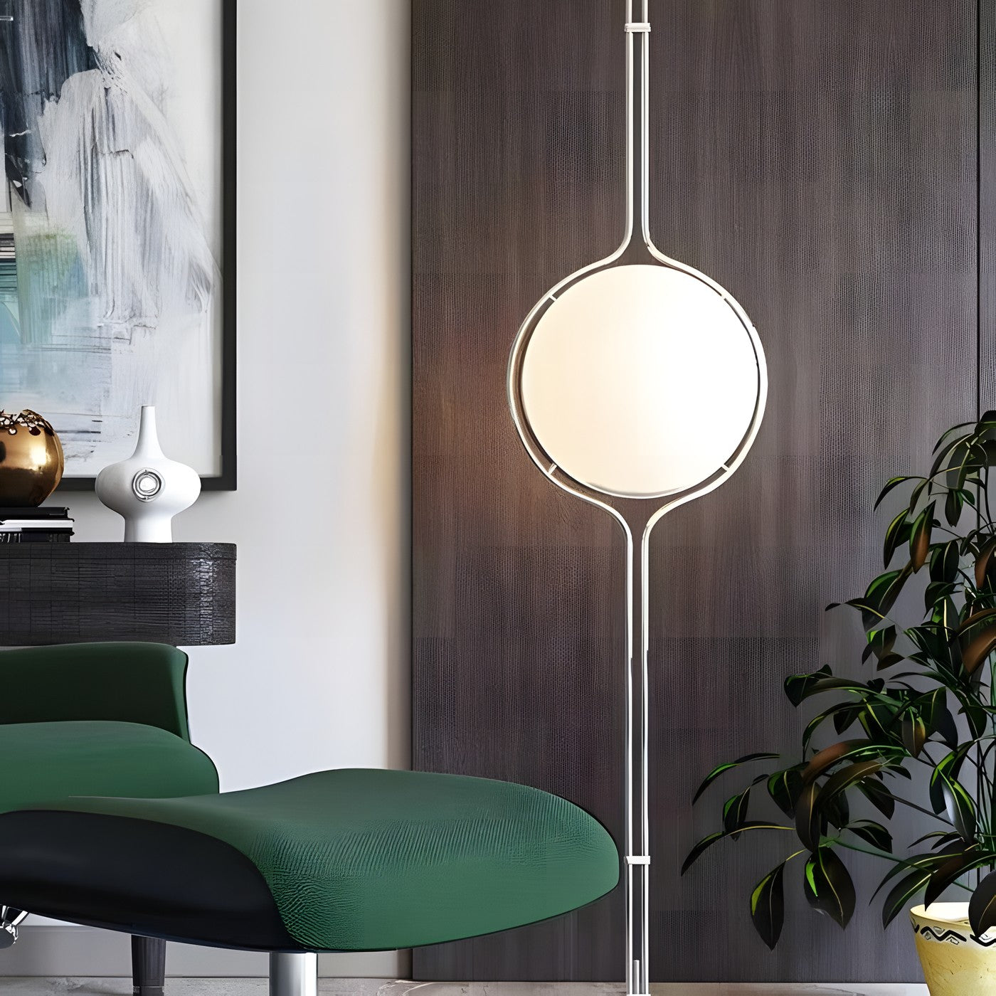 Alexandra Stylish White Acrylic Ball Floor To Ceiling Lamp