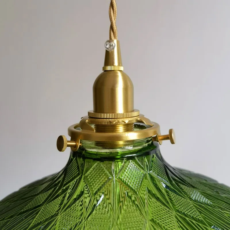 Gyran Retro Brass Lace Glass Pendant Light