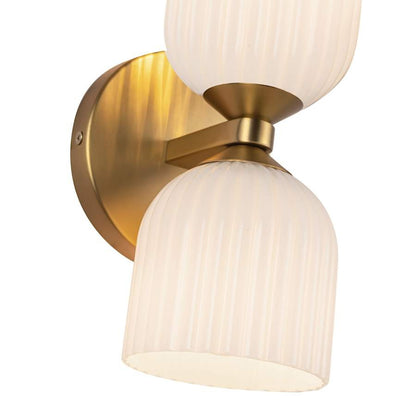 Hytham Rustic Double Tube Ribbed Glass Sconce
