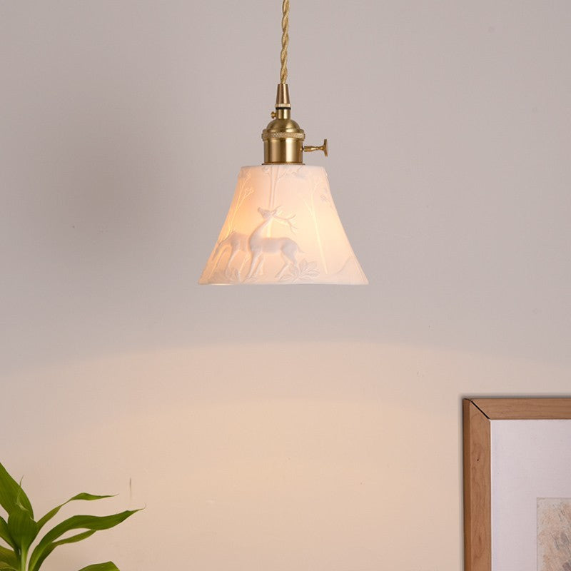 Carlo KiKi Fluted Ceramic Brass Pendant Light