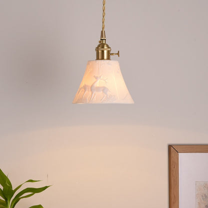 Carlo KiKi Fluted Ceramic Brass Pendant Light