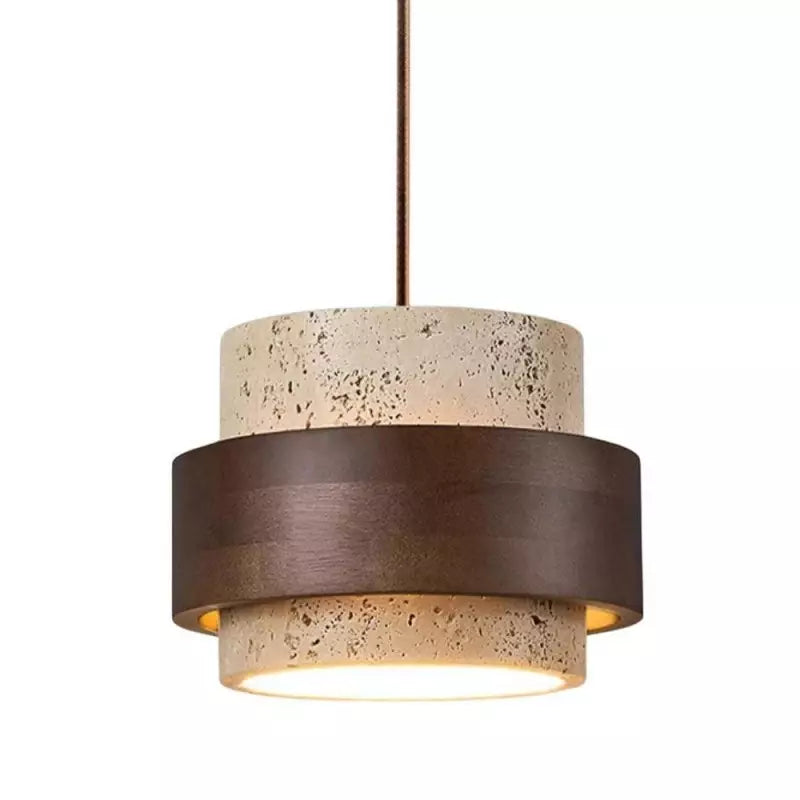 Alaricx Vintage Cylindrical Travertine Pendant Light
