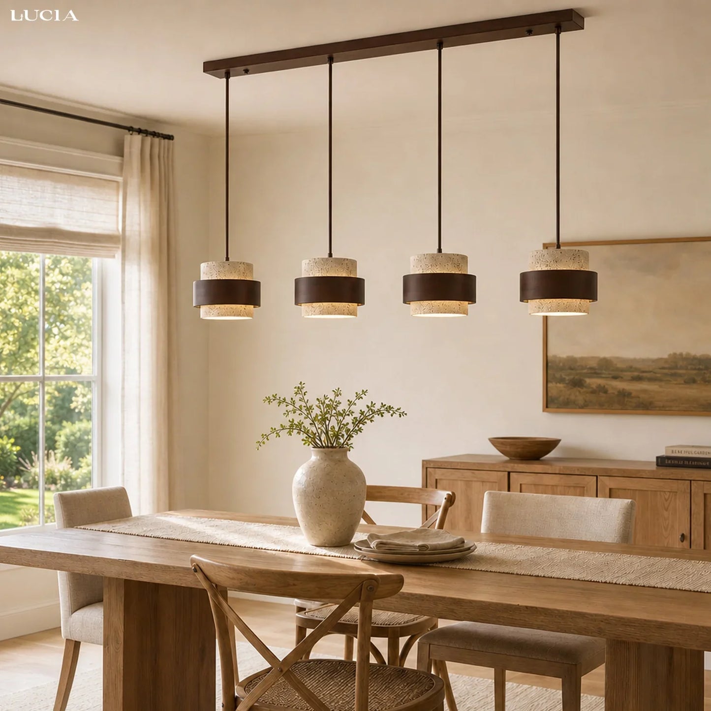 Alaricx Vintage Cylindrical Travertine Pendant Light
