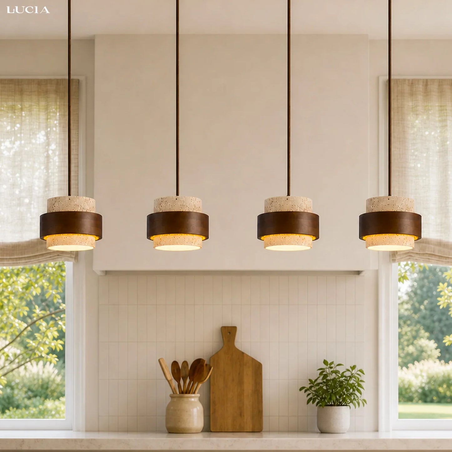 Alaricx Vintage Cylindrical Travertine Pendant Light