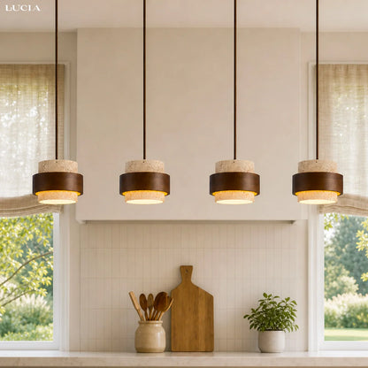 Alaricx Vintage Cylindrical Travertine Pendant Light