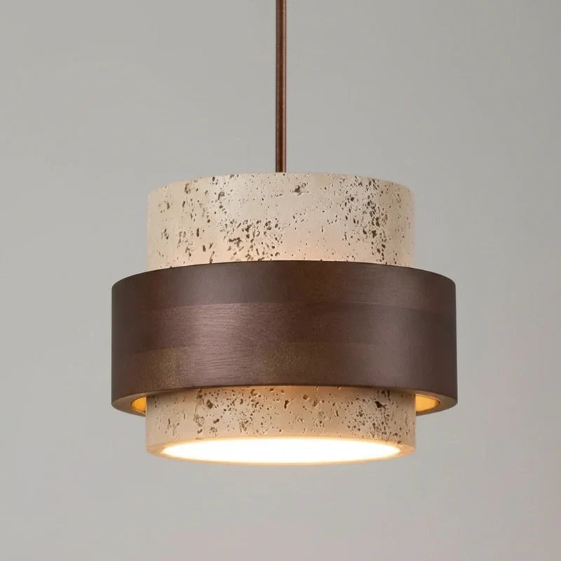 Alaricx Vintage Cylindrical Travertine Pendant Light