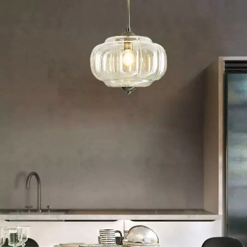 Nylen Vintage Antique Brass Glass Ceiling Light