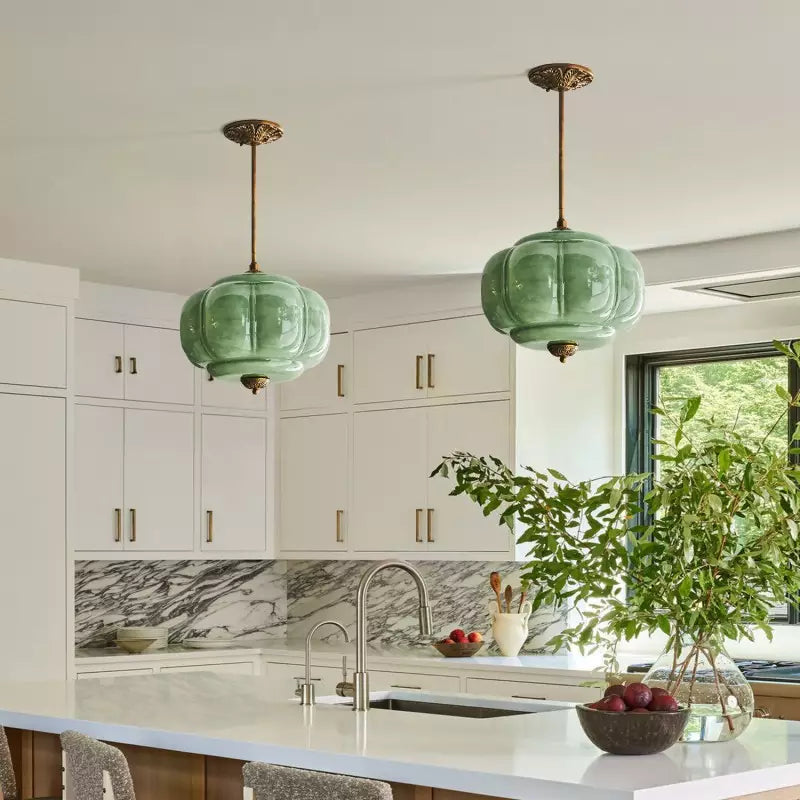Nylen Vintage Antique Brass Glass Ceiling Light