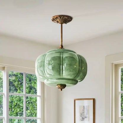 Nylen Vintage Antique Brass Glass Ceiling Light