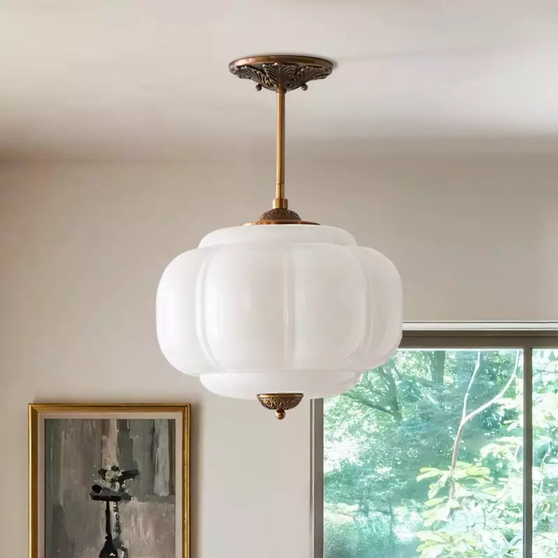 Nylen Vintage Antique Brass Glass Ceiling Light