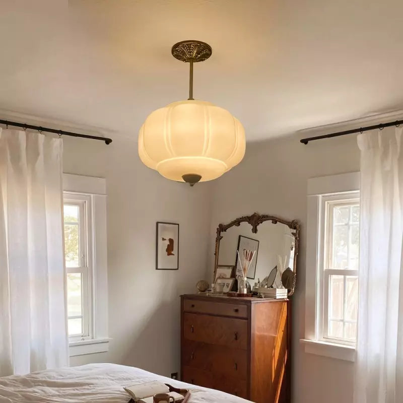 Nylen Vintage Antique Brass Glass Ceiling Light