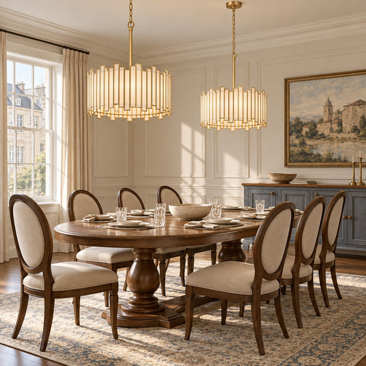 Atchison 4 Light Drum Shade Chandelier with Tiffany Glass for Dining Room