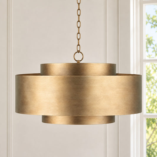 Aurelius Brushed Texture Metal Double Drum Chandelier