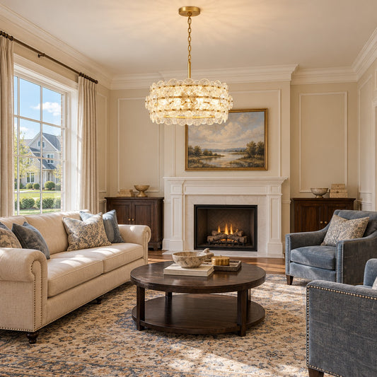 AuroraLux Gold-leaf Round Glass Chandelier