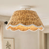 Veyron Bohemian Style Scallop Rattan Flush Mount Ceiling Light