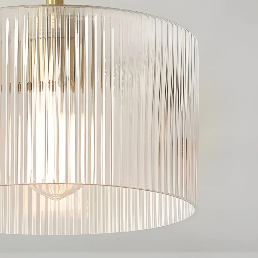 Aerion Ribbed Clear Glass Flush Ceiling Light