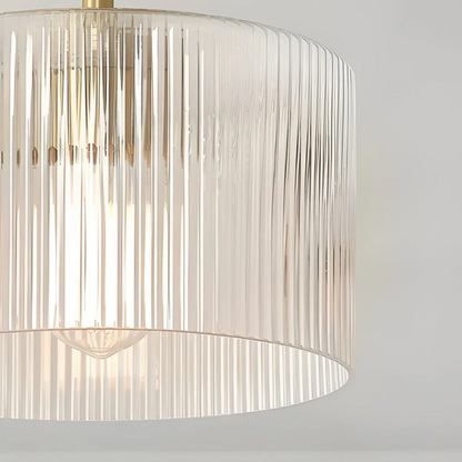 Aerion Ribbed Clear Glass Flush Ceiling Light