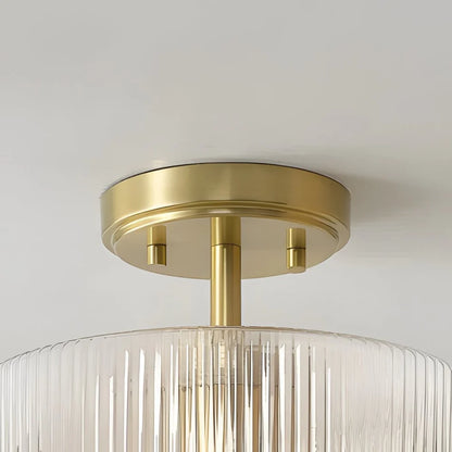 Aerion Ribbed Clear Glass Flush Ceiling Light