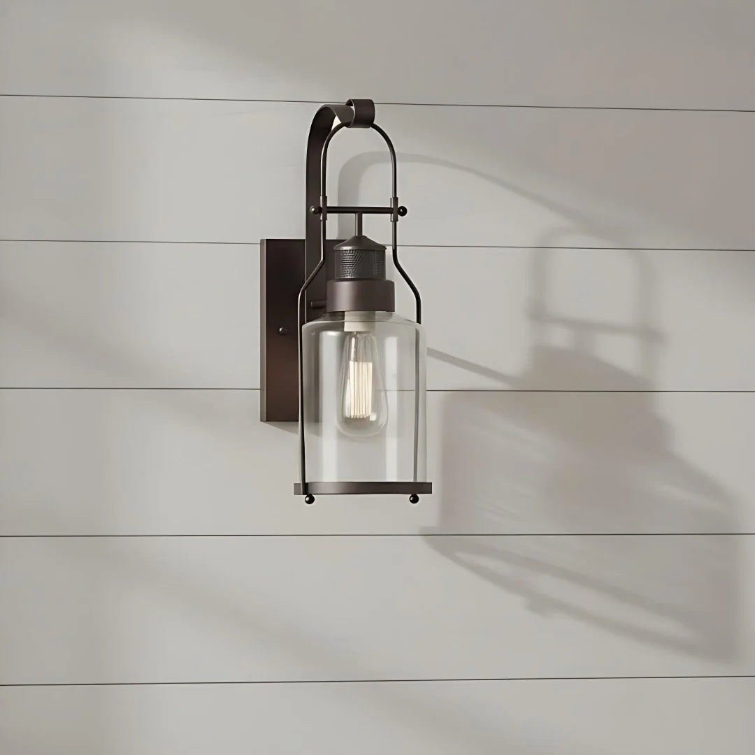 Corwin Industrial Metal Glass Jar Wall Sconce