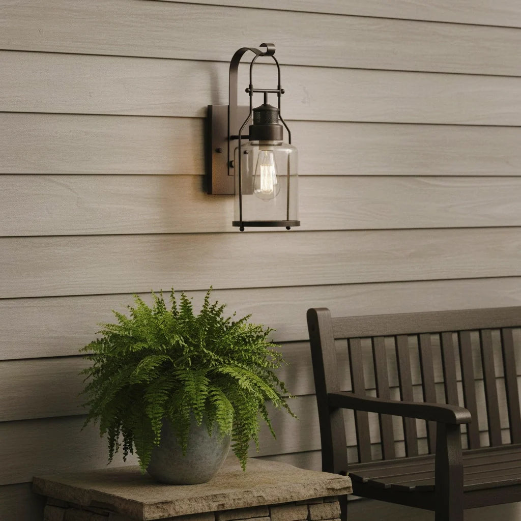Corwin Industrial Metal Glass Jar Wall Sconce