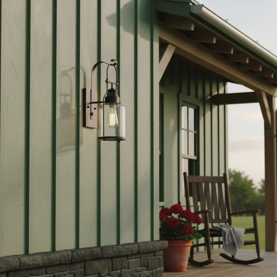 Corwin Industrial Metal Glass Jar Wall Sconce