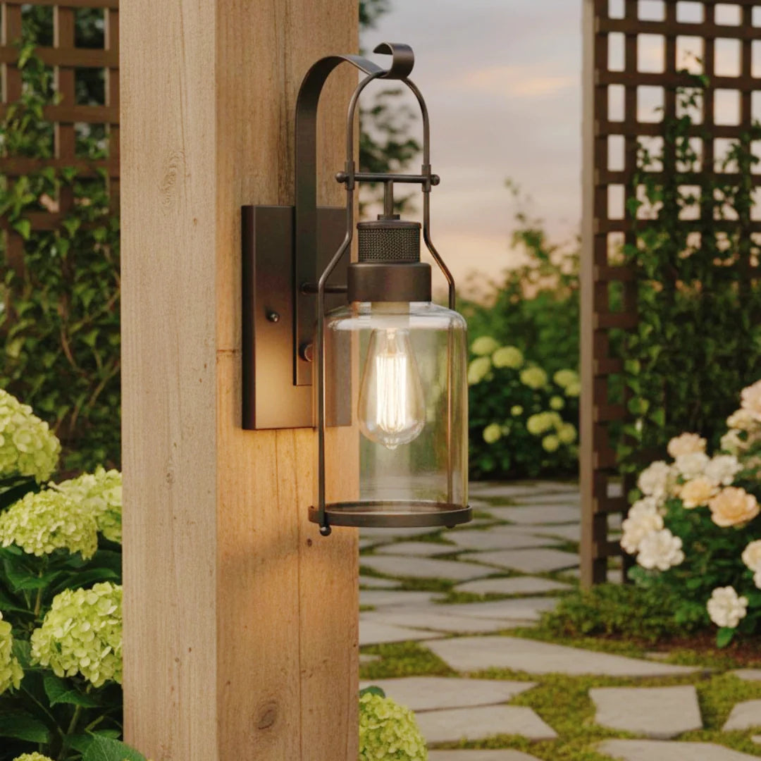 Corwin Industrial Metal Glass Jar Wall Sconce