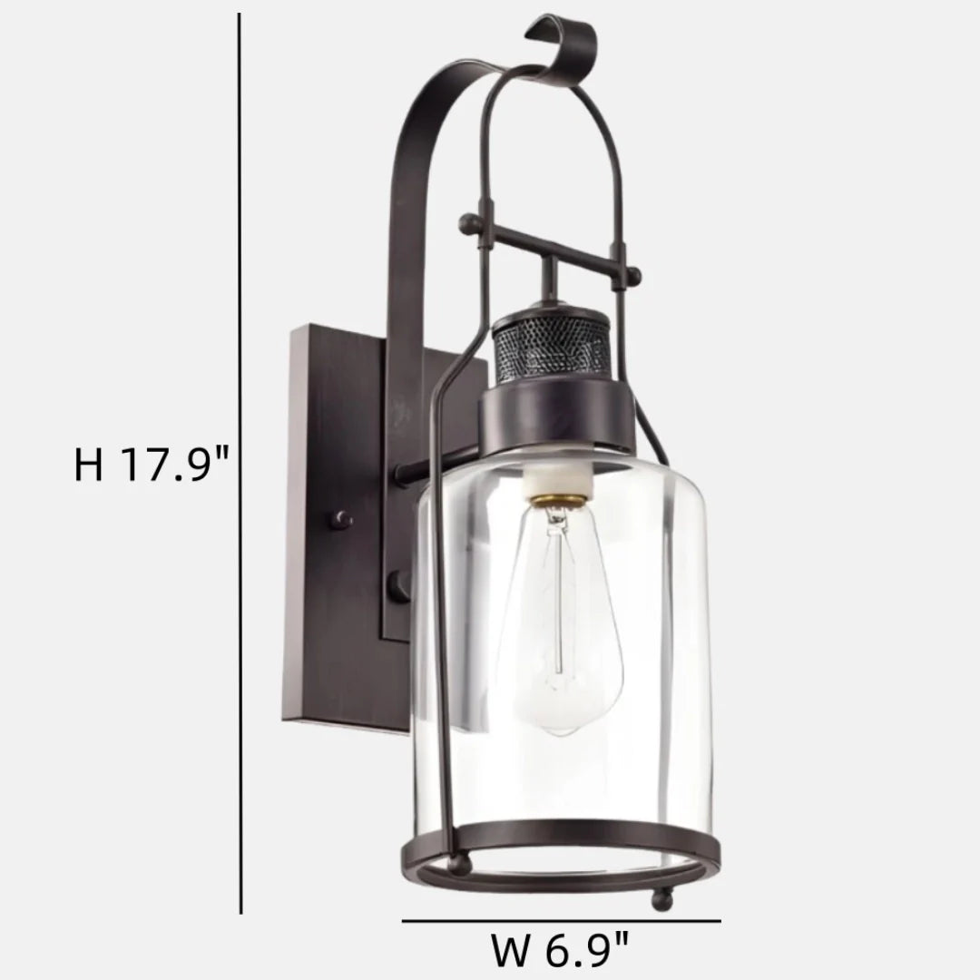Corwin Industrial Metal Glass Jar Wall Sconce
