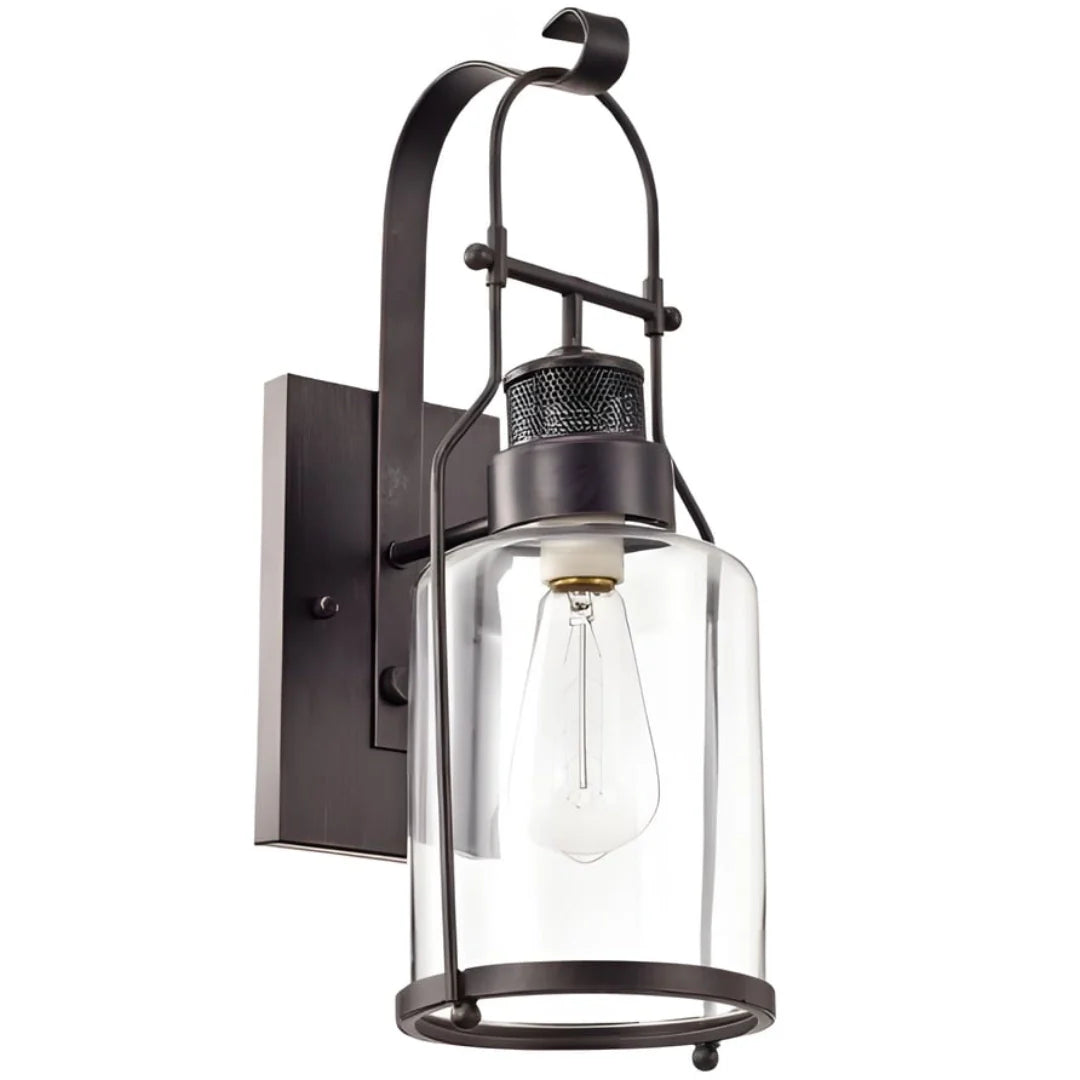 Corwin Industrial Metal Glass Jar Wall Sconce