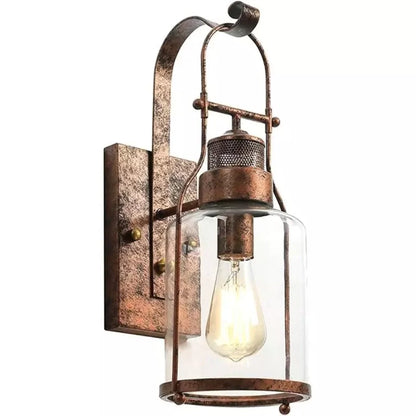 Corwin Industrial Metal Glass Jar Wall Sconce