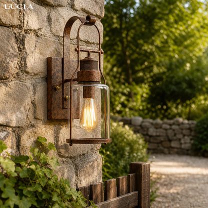 Corwin Industrial Metal Glass Jar Wall Sconce